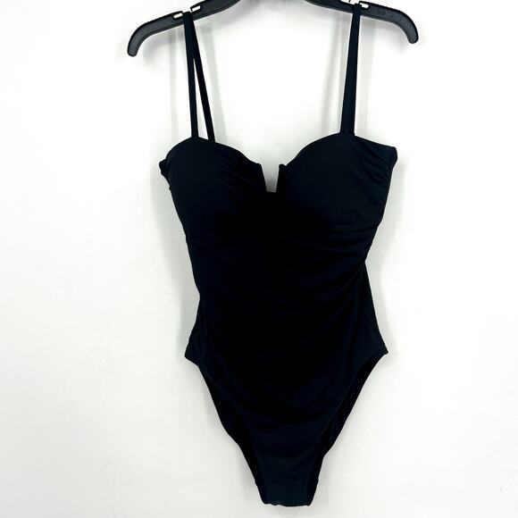 LAUREN RALPH LAUREN Solids V Wire One Piece Swimsuit Size 14 Black NWT - Picture 6 of 12